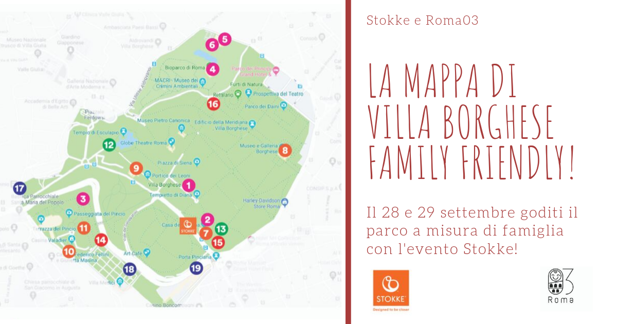 La mappa di villa borghese family friendly per bambini weekend