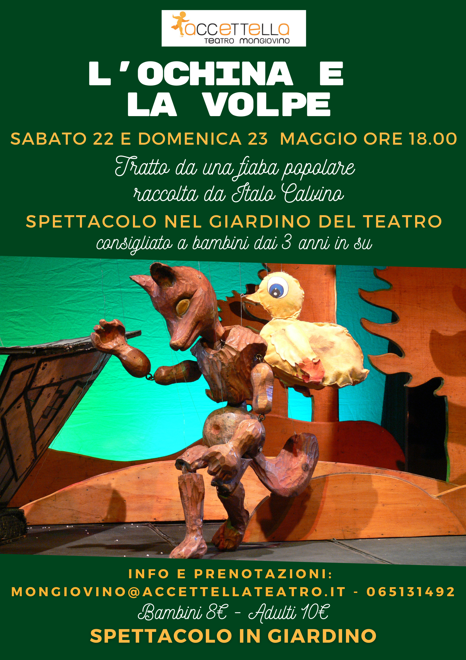 L'ochina e la volpe spettacolo teatro per bambini marionette roma weekend sabato domenica