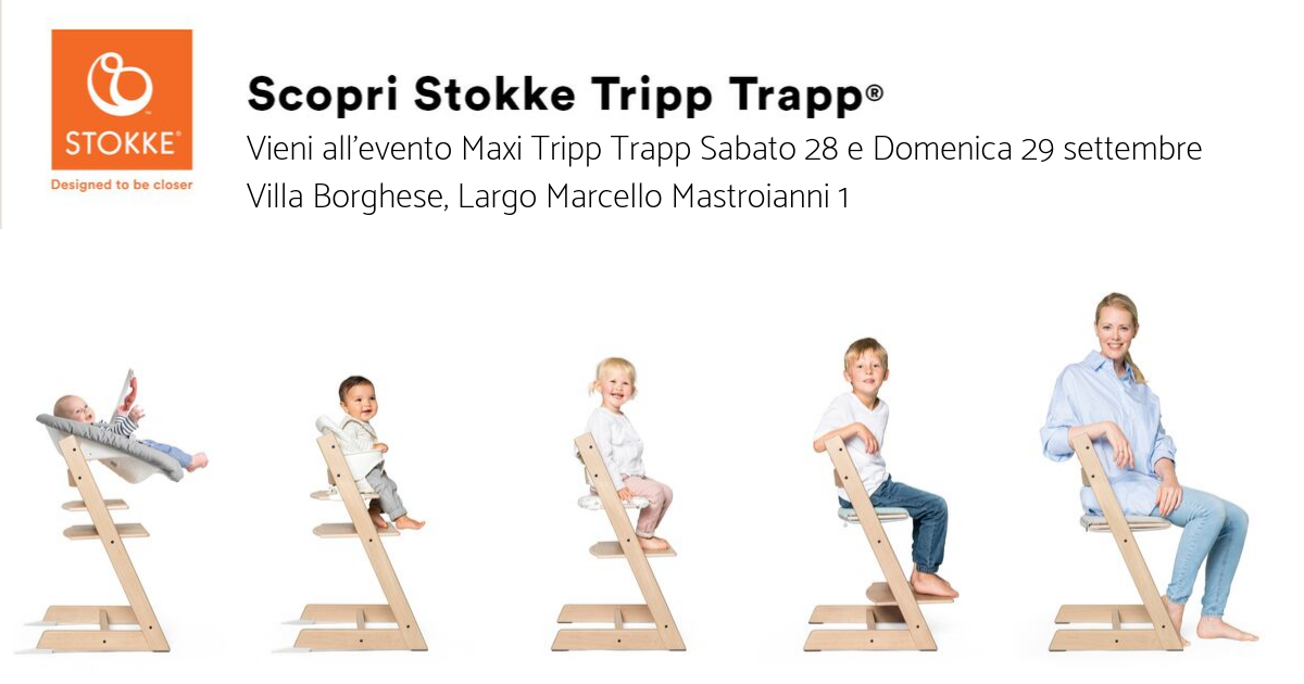 evento stokke tripp trapp sedia evolutiva seggiolone roma villa borghese bambini weekend