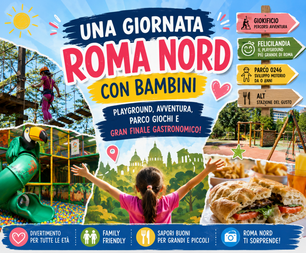 Un giorno family friendly a Roma Nord fra playground, percorsi avventura, parco giochi e gran finale gastronomico