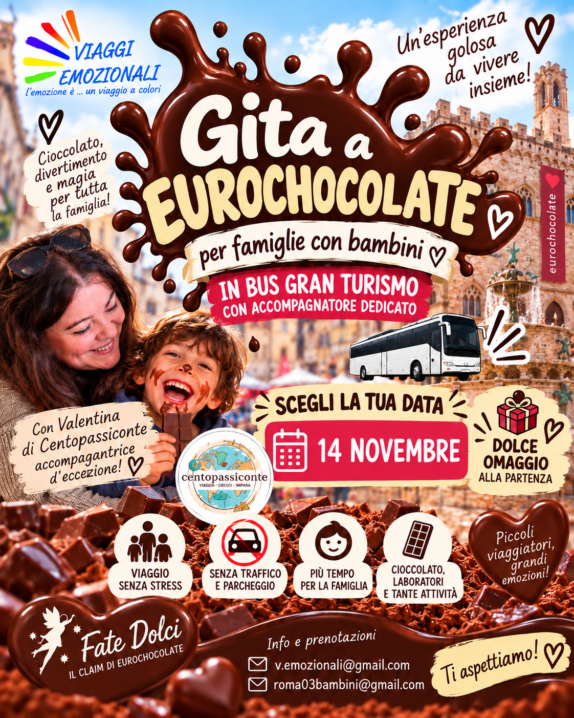 Gita a Eurochocolate per famiglie con bambini con accompagnatore dedicato