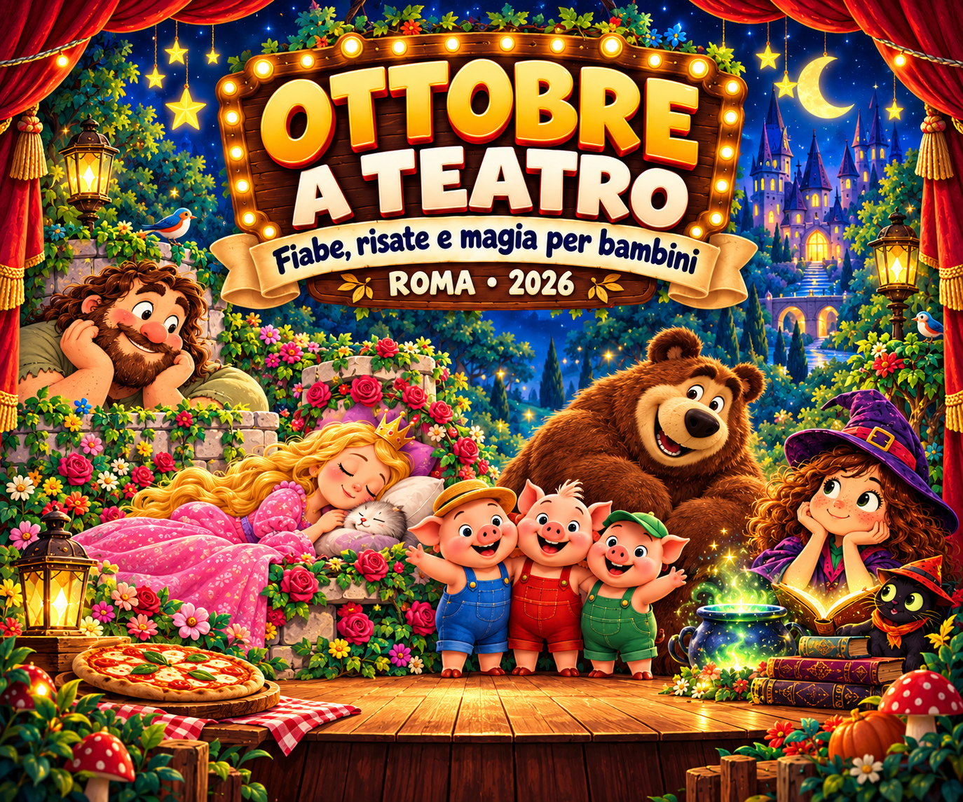 Teatro per bambini a Roma: un ottobre di fiabe, risate e serate con pizza